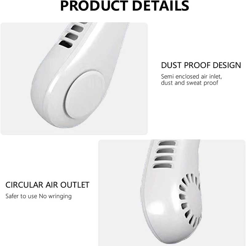 Vaneless Bladeless Hanging Neck Fan – Portable & Rechargeable