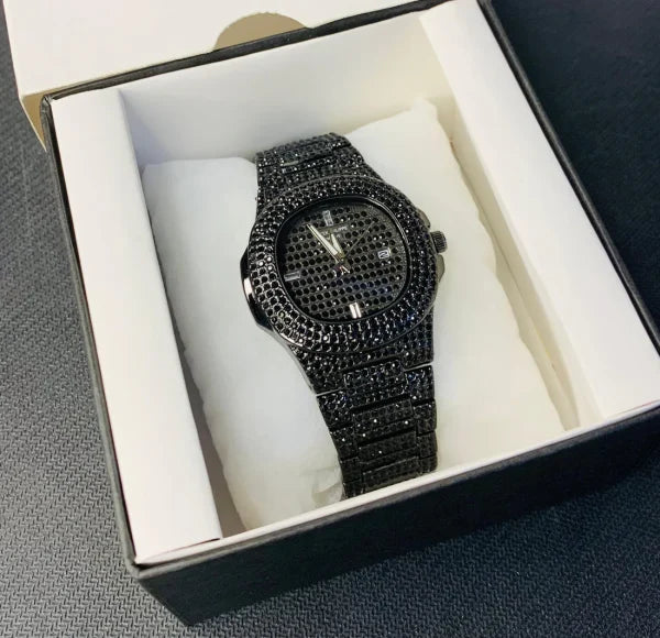 New Watch Collection Black Stone / Blacked Iced Out Stain-less Steel