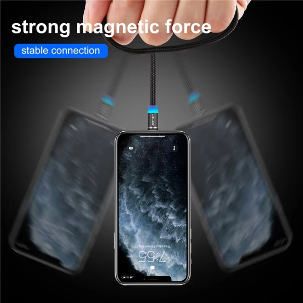 3-in-1 Magnetic Fast Charging Cable – Micro USB, Type-C & iPhone