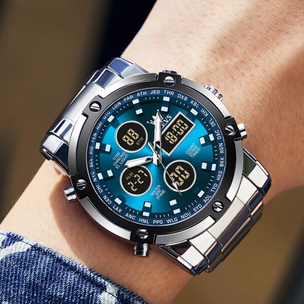 Skemie 1389 Men’s Digital Analog Chronograph Watch – Waterproof Stainless Steel