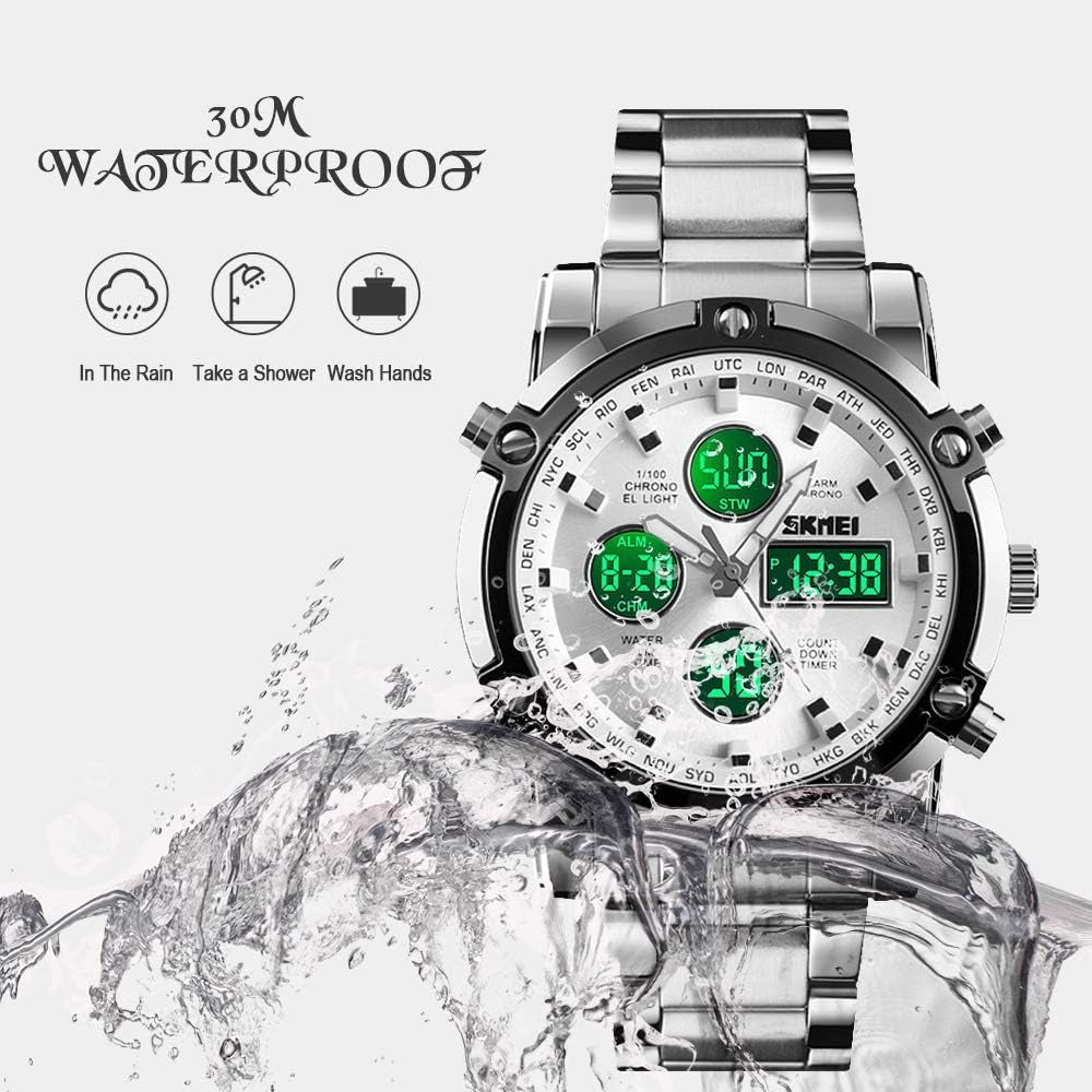Skemie 1389 Men’s Digital Analog Chronograph Watch – Waterproof Stainless Steel