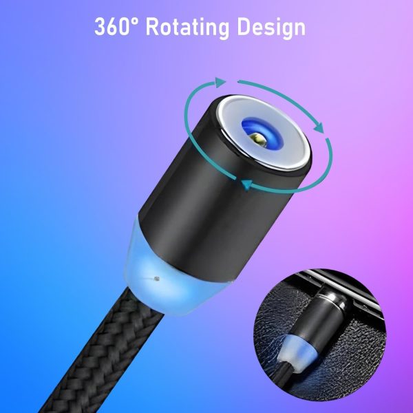 3-in-1 Magnetic Fast Charging Cable – Micro USB, Type-C & iPhone