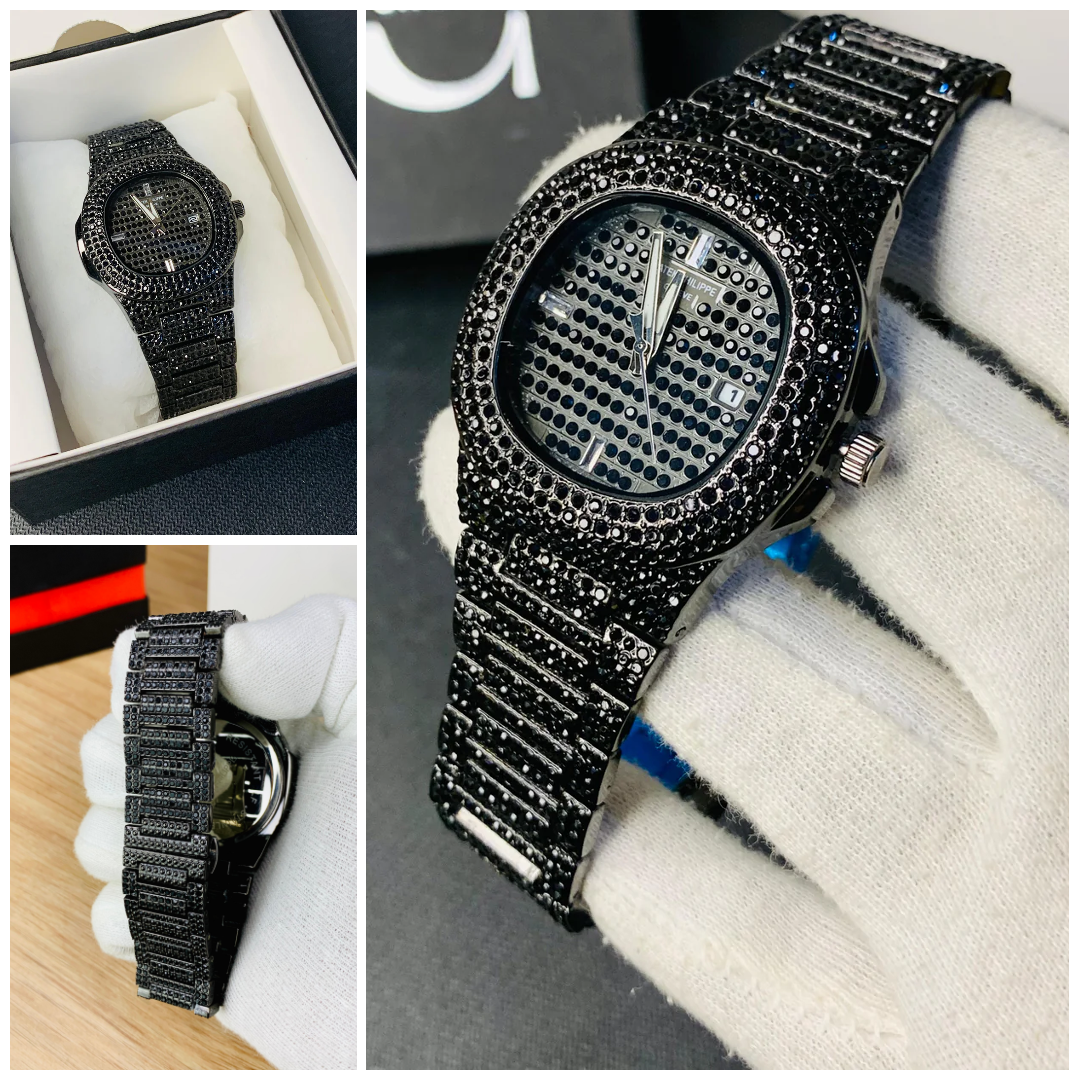 New Watch Collection Black Stone / Blacked Iced Out Stain-less Steel