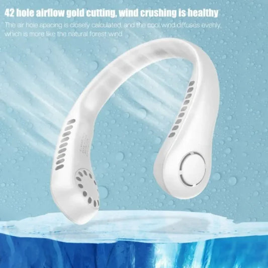 Vaneless Bladeless Hanging Neck Fan – Portable & Rechargeable