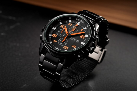 tainless Steel Men’s Watch – Waterproof, Sporty Design With Box