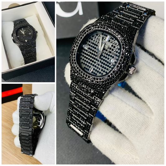 New Watch Collection Black Stone / Blacked Iced Out Stain-less Steel