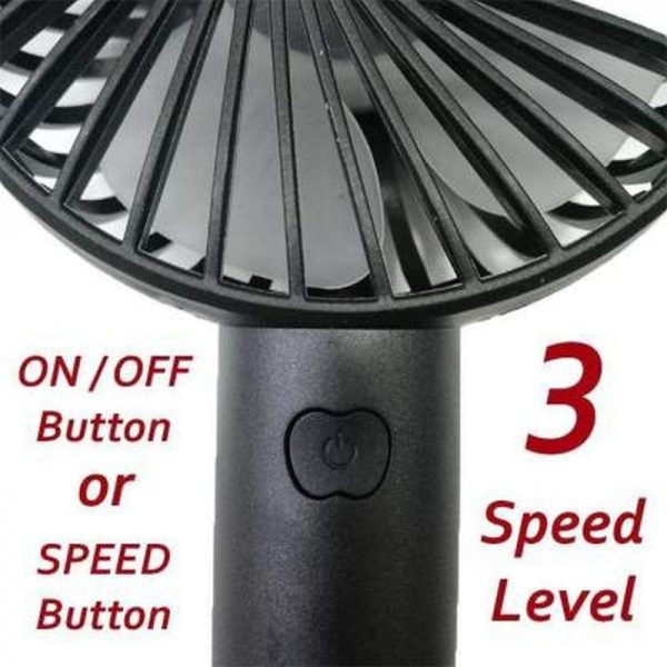 Portable USB Rechargeable Mini Fan – 3 Speed, Strong Wind