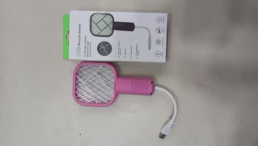 Mini Usb Rechargeable Mosquito Racket With Uv Light – Portable Electric Bug Zapper & Fly Swatter For Indoor/outdoor Use, Home, Office, Travel & Camping