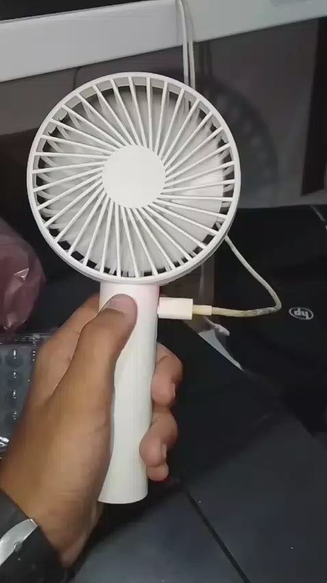 Portable USB Rechargeable Mini Fan – 3 Speed, Strong Wind