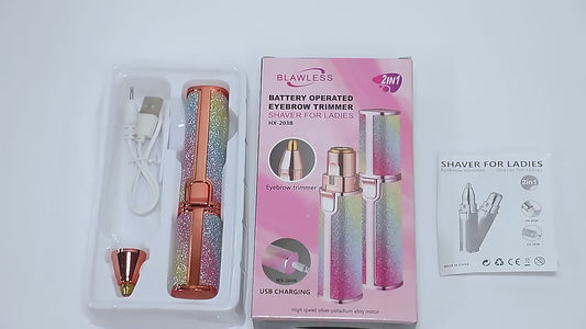 2 In 1 Electric Eyebrow Trimmer And Shaver, Flawless Hair Remover 2 In 1 Hair Remover Trimmer For Women, Flawless Facial Machine Razor, Painless Eyebrow Removal (rechargeable)